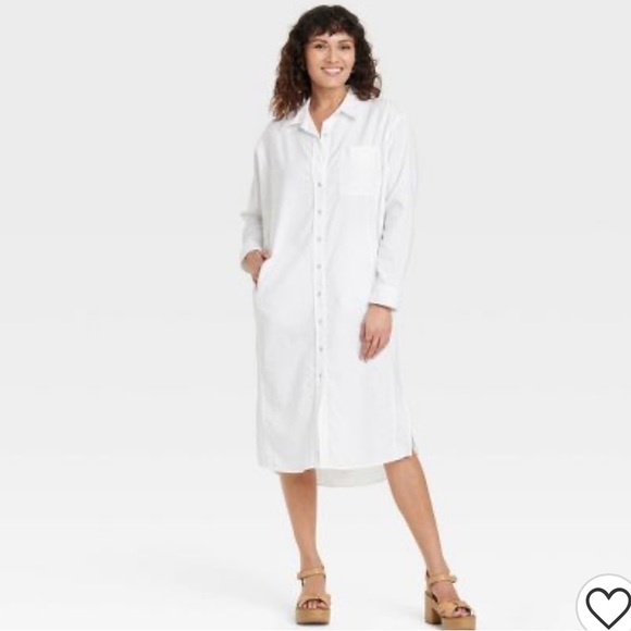 NWT Chic Long Sleeve Button-Down Shirtdress - Picture 1 of 7